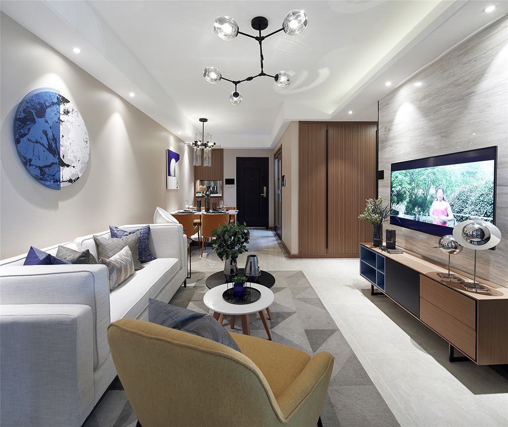 南寧市華潤萬象城幸福里現代風格三居室裝修案例