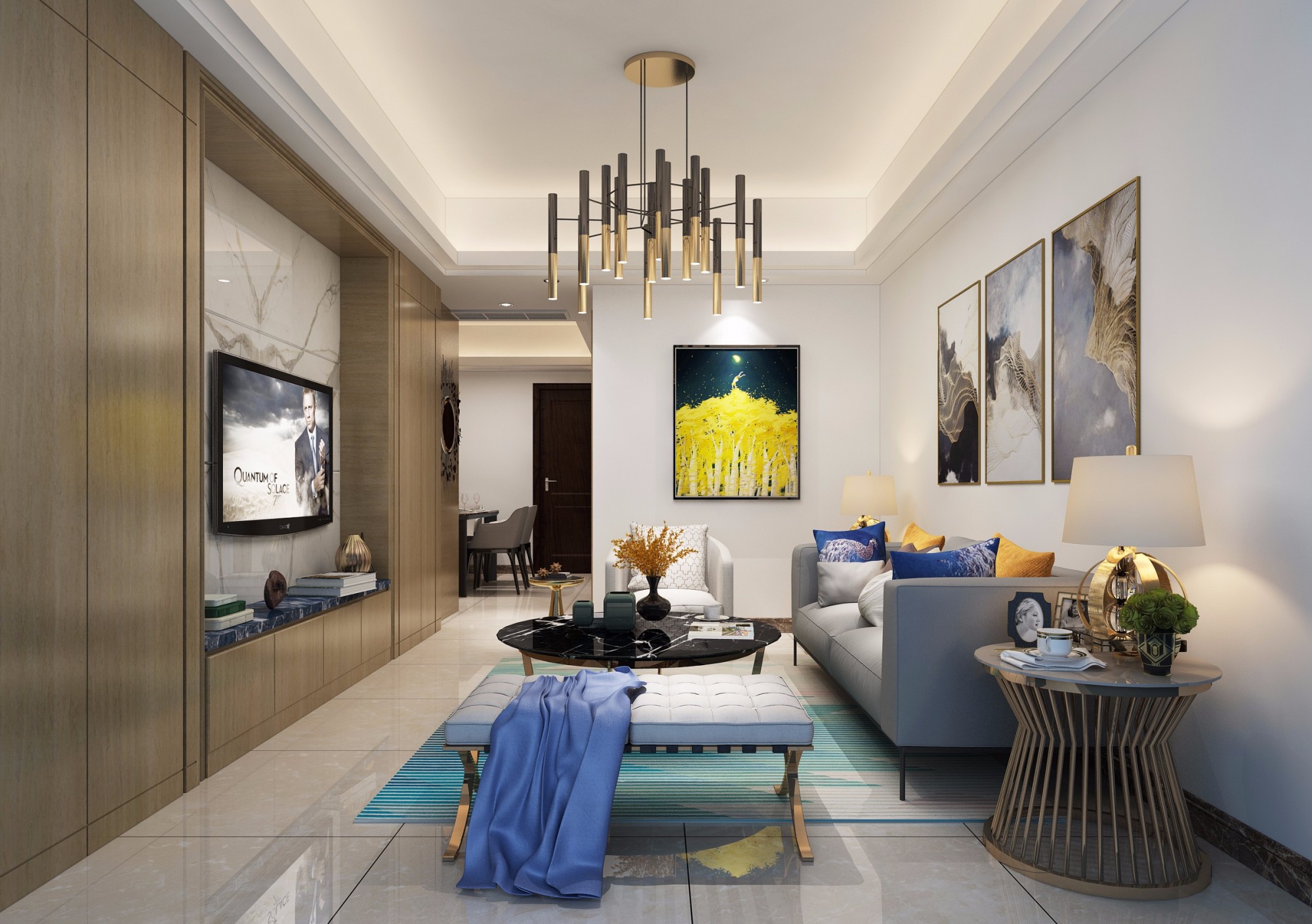 嘉興市海樾風華現代簡約風格三居室裝修案例