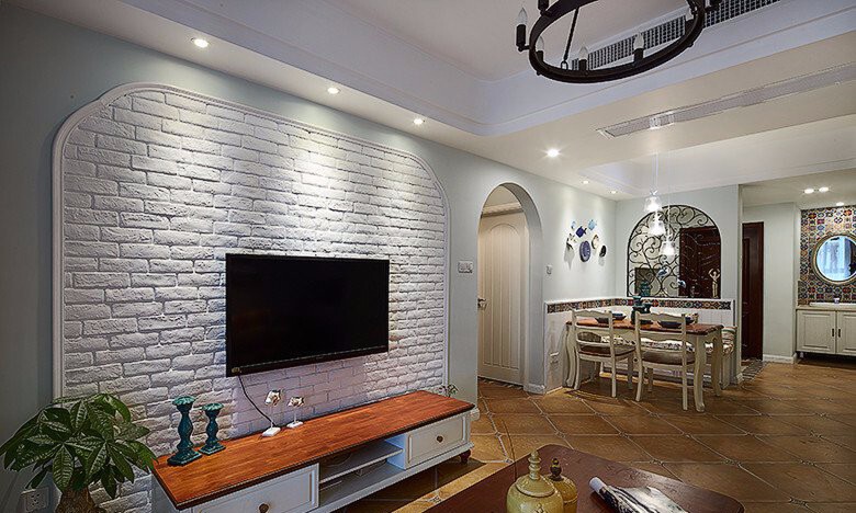 田園風格室內裝修效果圖-御雅園三居125平米-客廳電視墻 田園風格室內裝修效果圖-御雅園三居125平米-客廳電視墻