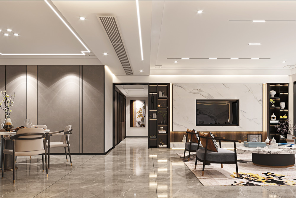 汕頭市蓬海公館新中式風(fēng)格四居室裝修案例