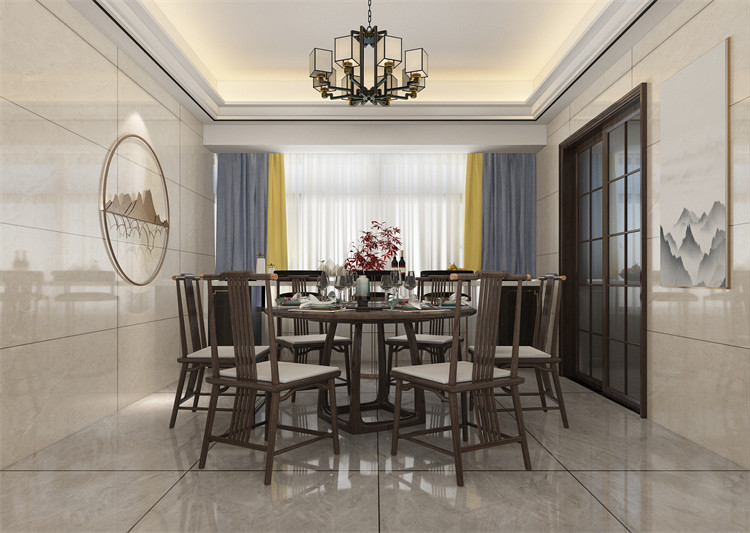 廣州市萬科東薈城新中式風格四居室裝修案例