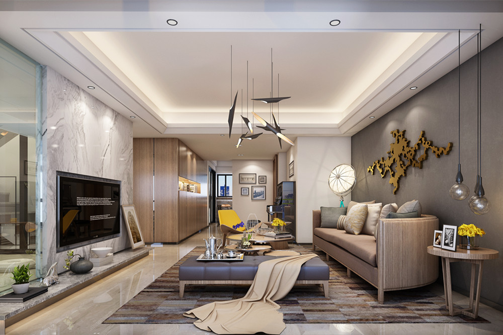 廣州市碧桂園城市花園新中式風格四居室裝修案例