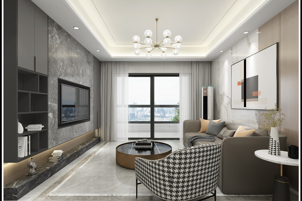 廣州市保利花城現代簡約風格三居室裝修案例