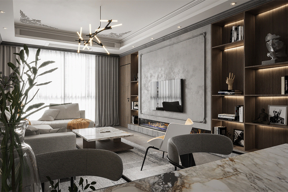 嘉興市百合新月苑輕奢風(fēng)格三居室裝修案例