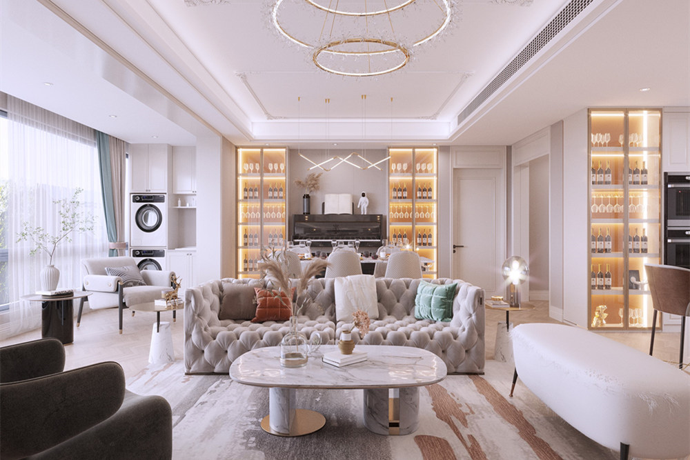 連云港市金秋情緣輕奢風(fēng)格三居室裝修案例