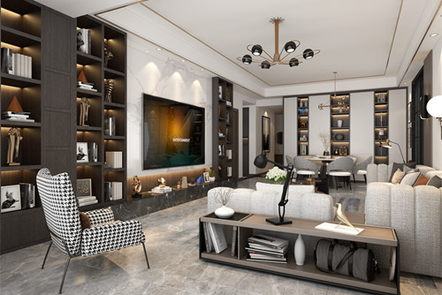 玉林市僑鄉華府輕奢風格三居室裝修案例