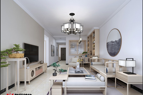 梧州市豐澤花園新中式風格三居室裝修案例