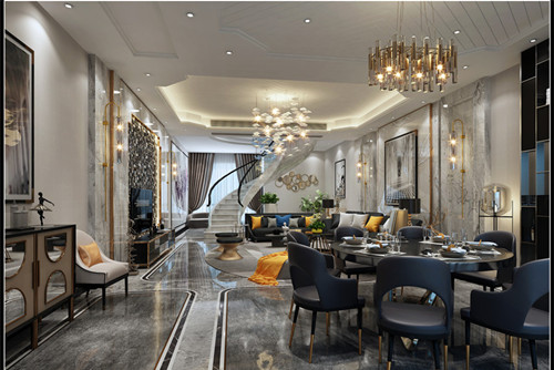 德陽市金山國際輕奢風格三居室裝修案例