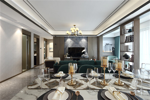 德陽市印象戛納輕奢風格三居室裝修案例