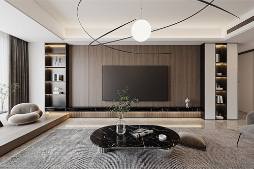 德陽市濱湖.之春輕奢風格三居室裝修案例