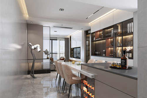 湛江市申藍寶邸現代簡約風格平層裝修案例