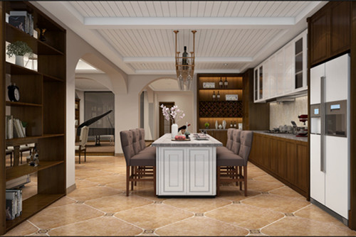 海口市環(huán)球100寶龍城新中式風(fēng)格別墅裝修案例