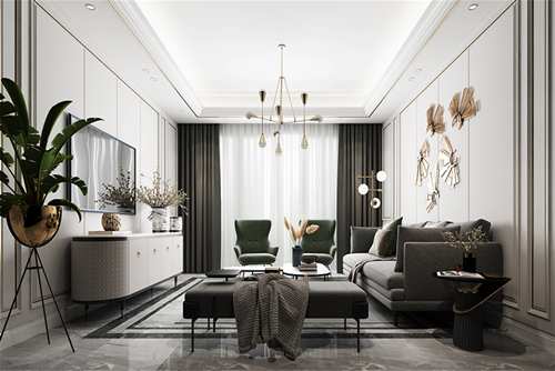 遂寧市射洪正黃&middot;金域香江輕奢風格三居室裝修案例