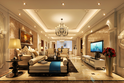 佛山市中交&middot;瀧灣云城歐式風格三居室裝修案例