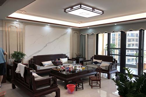 河源市濱河苑住宅區新中式風格三居室裝修案例