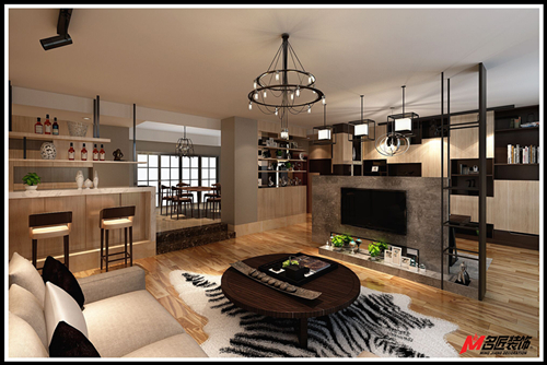 廣州市華南新城新中式風格三居室裝修案例