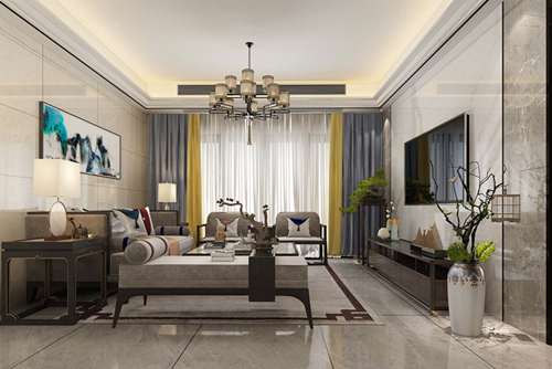 廣州市新世界花園新中式風格四居室裝修案例