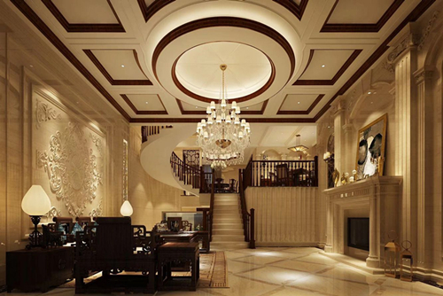 清遠市山湖世紀新中式風格別墅裝修案例