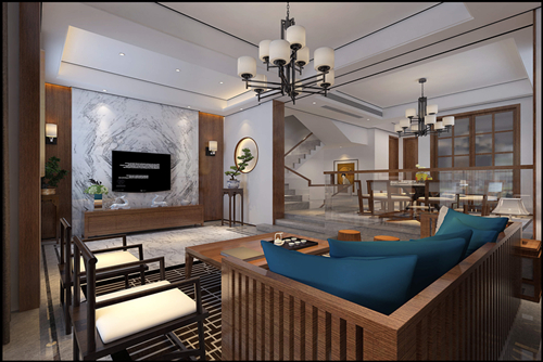 湖州市觀塘壹號新中式風(fēng)格別墅裝修案例