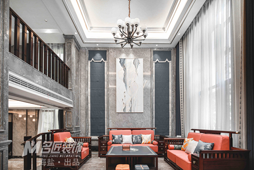 嘉興市百合花園新中式風格別墅裝修案例