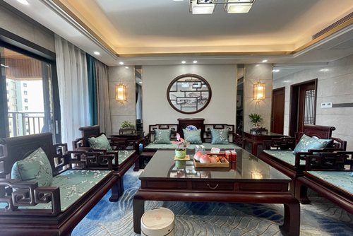 江門市碧桂園翡翠香堤新中式風格四居室裝修案例