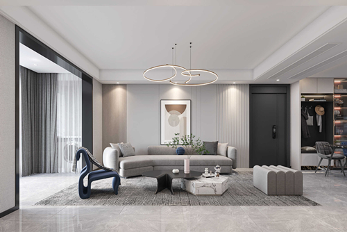 淮安市荷湖星城現(xiàn)代簡約風格三居室裝修案例