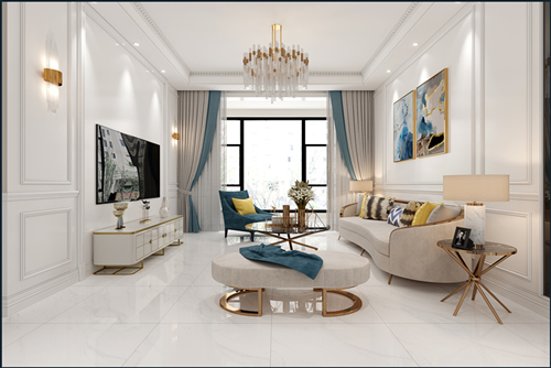 佛山市招商依云國際新中式風格三居室裝修案例