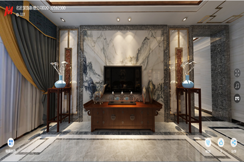 廣州市怡港花園新中式風格五居室裝修案例