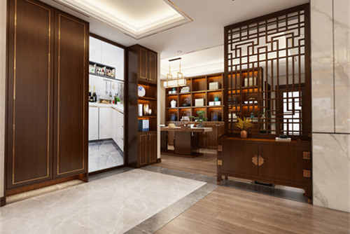 中山市越秀星匯品峰新中式風格五居室裝修案例