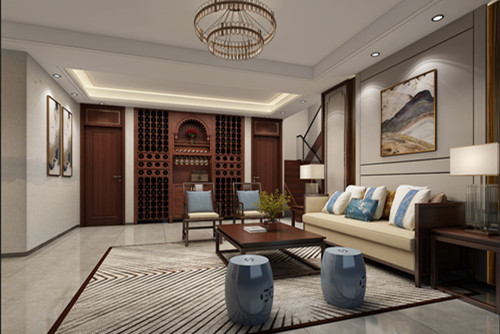 海口市南海幸福匯新中式風格別墅裝修案例
